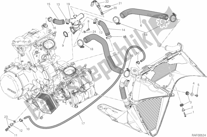 Todas las partes para Sistema De Refrigeración de Ducati Superbike 1199 Panigale S ABS Brasil 2015